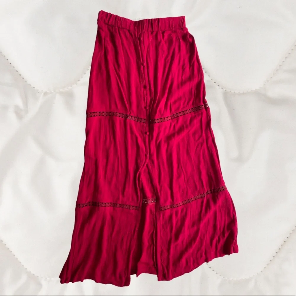 Primark red cottagecore boho maxi skirt, size 12 - Picture 3 of 7